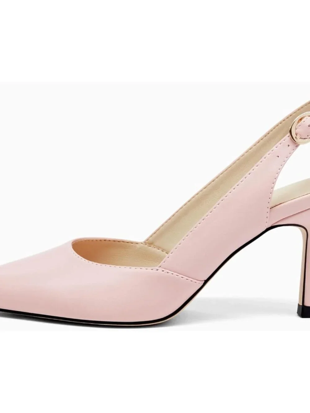 Women's Pink/pu Slingback Kitten Heels Closed Pointed Toe Pumps Shoes